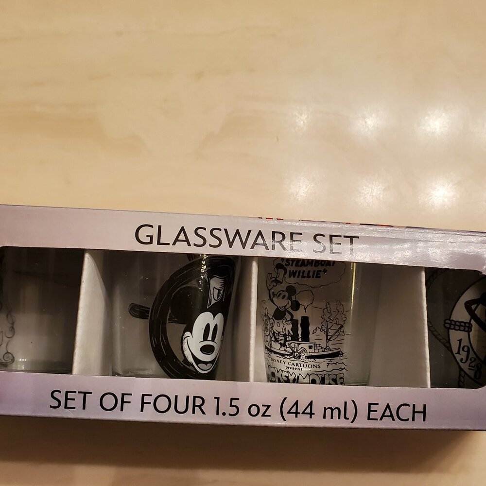 Disney 100 Steamboat Willie 4 piece set shot glasses - Brand New
